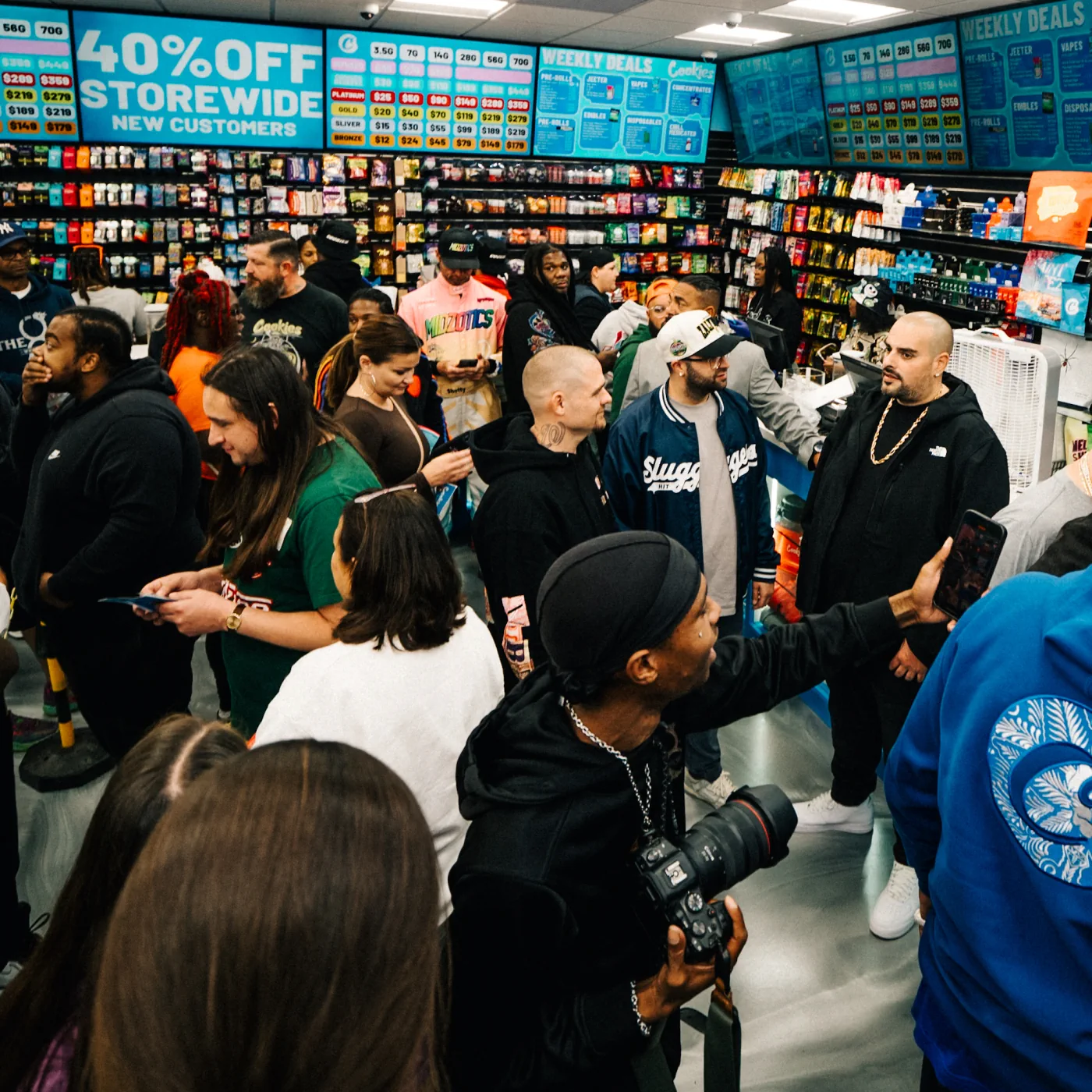 Crowd inside a Michigan licensed retailer carrying Cookies products