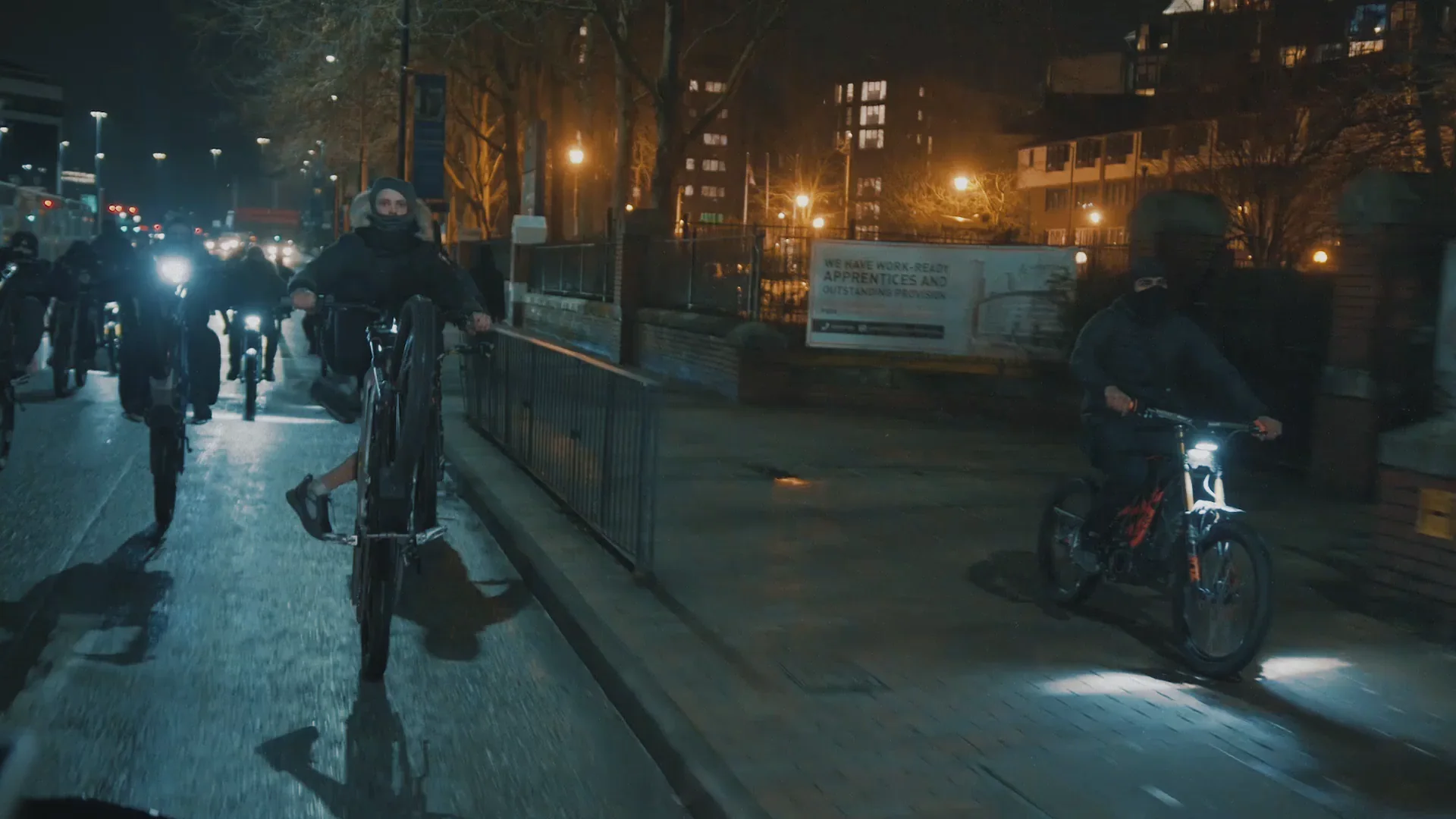 Nighttime bike riding and city scenes from the Cookies bike film