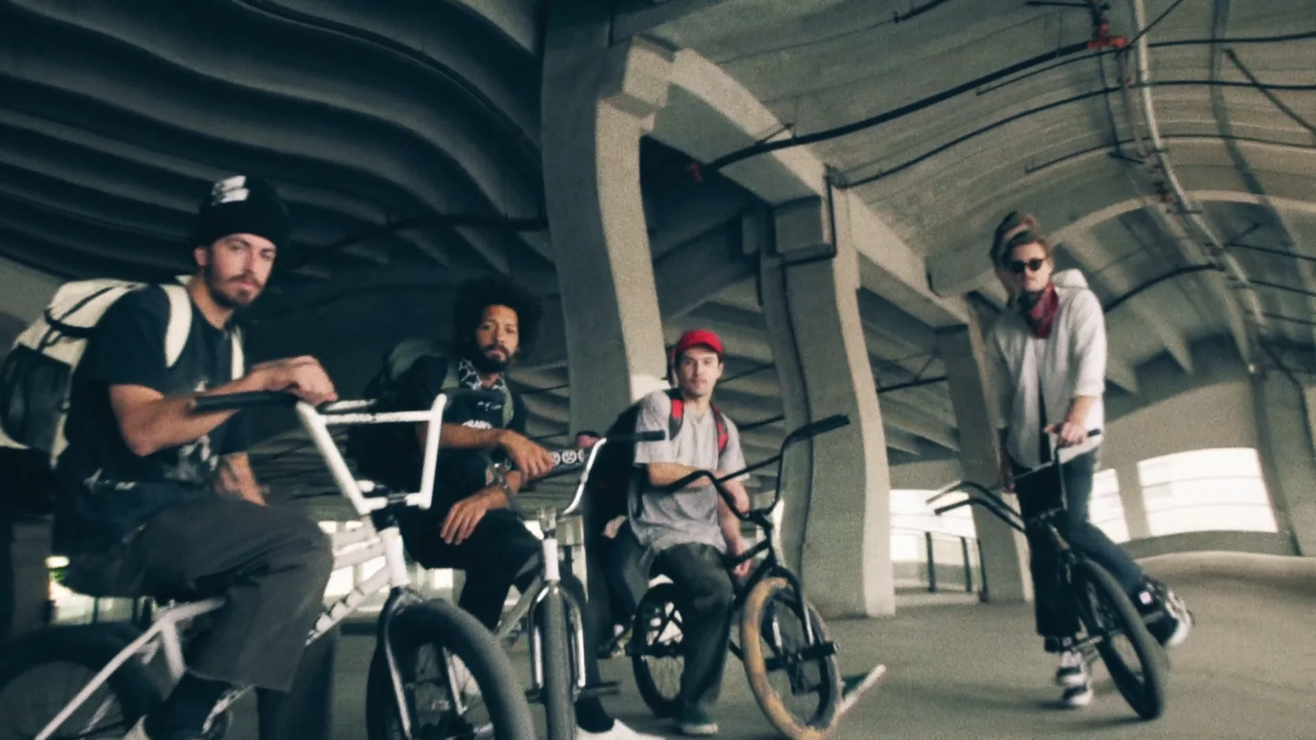 A BMX rider in the Cookies riding highlight film